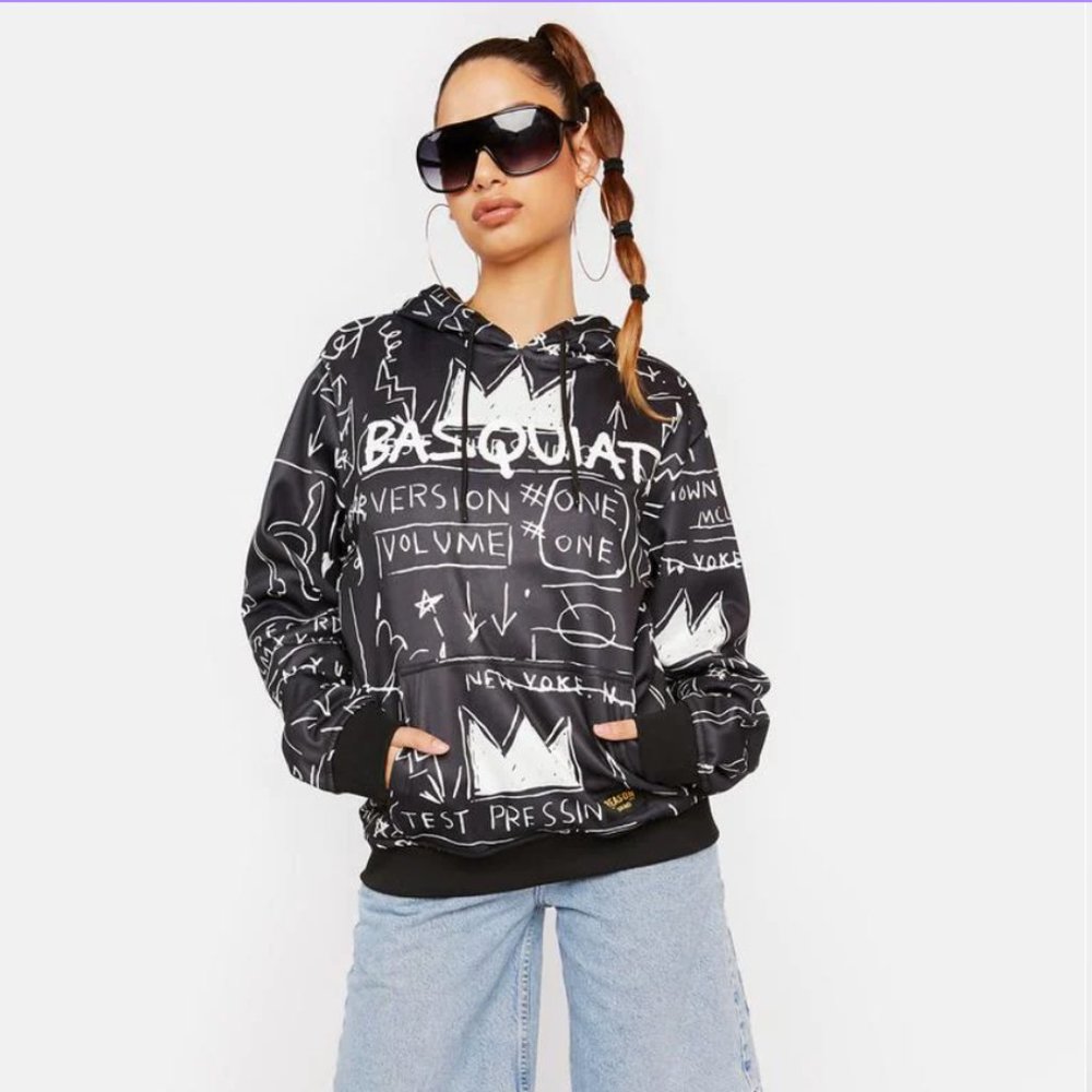Reason, x Jean-Michel Basquiat, Hoodie, Black, White unisex Medium